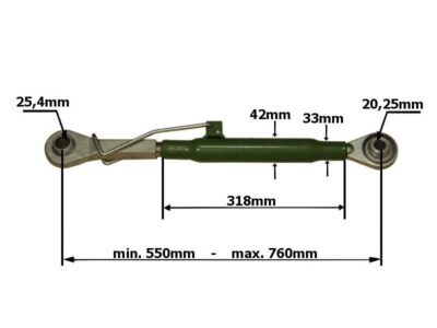 Tirant central 550-760mm M27x3 Cat. 2-20,25 Al67290